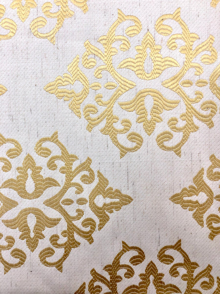Brocade - 41-inches Wide Ivory with Pale Gold Metallic Design Silk 1.5-Yard Piece Left!