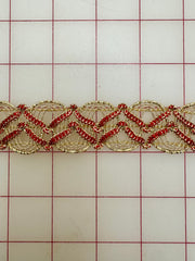 Metallic Trim - 1.25-inch Vintage Gold with Red
