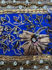 Trim Grab Bag - Deep Royal Blue and Metallic Gold with Crystal Rhinestones