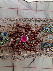 Trim Grab Bag - Deep Chocolate Brown and Metallic Gold with Multi-Colored Beads and Rhinestones 3.875-YD Piece