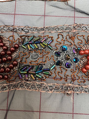 Trim Grab Bag - Deep Chocolate Brown and Metallic Gold with Multi-Colored Beads and Rhinestones 3.875-YD Piece