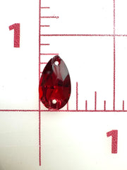 Rhinestones - 10x18mm Czech Bright-Cut Siam Pear Sew-On