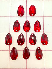 Rhinestones - 10x18mm Czech Bright-Cut Siam Pear Sew-On