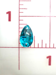 Rhinestones - 10x18mm Czech "Bright-Cut" Aquamarine Pear-Shape Sew-On