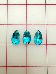 Rhinestones - 10x18mm Czech "Bright-Cut" Aquamarine Pear-Shape Sew-On