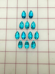 Rhinestones - 10x18mm Czech "Bright-Cut" Aquamarine Pear-Shape Sew-On