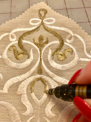 Applique - Ivory Ecru Embroidered  Double-Sided Dyeable and Paintable