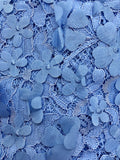 Fancy Lace - 60-inches Wide 3D Flowers Periwinkle Blue Two 1-Yard Pieces Left!