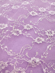 Fancy Lace - 60-inches Wide Lilac with Iridescent Flower Design