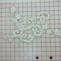 Applique - Beautiful Flower and Scroll Design White Corded Dyeable Close-Out Only One Left!