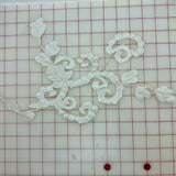 Applique - Beautiful Flower and Scroll Design White Corded Dyeable Close-Out Only One Left!