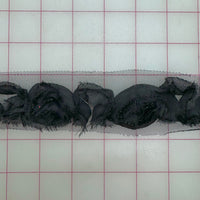 Non-Metallic Trim - 1-inch 3D Roses on 2-inch Wide Tulle Black Close-Out