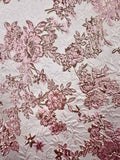 Brocade - 58-in 3D Pink, Winter White, and Palest Gold Reversible