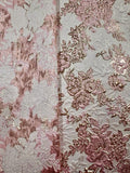 Brocade - 58-in 3D Pink, Winter White, and Palest Gold Reversible