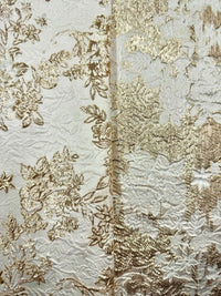 Brocade - 58-in 3D Winter White, and Palest Gold Reversible