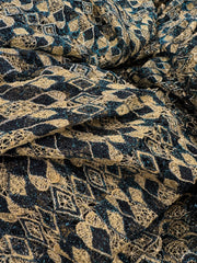 Fancy Lace - 52-inches Wide Turquoise, Black, and Metallic Gold