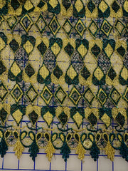 Fancy Lace - 52-inches Wide Turquoise, Black, and Metallic Gold
