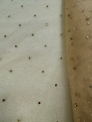 Glitter Net with Rhinestones - 60-inches Wide Champagne/Lt. Colorado Topaz