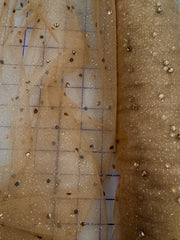 Glitter Net with Rhinestones - 60-inches Wide Golden Cocoa/Smoked Topaz