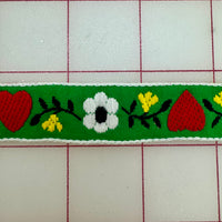 Non-Metallic Trim - .75-inch wide Vintage Embroidered Flower and Heart-Design Trim Close-Out