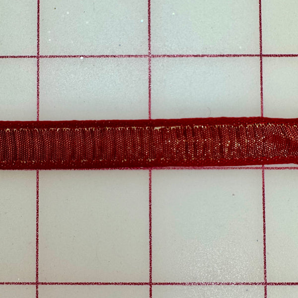 Non-Metallic Trim - 3/8-inch wide Vintage Red and Iridescent Golden Trim Close-Out One 5.5-Yard Piece Left!