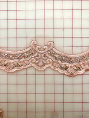Trim Grab Bag - Silver Metallic Corded Embroidered European Pink Flower Border Motifs