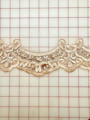 Trim Grab Bag - Silver Metallic Corded Embroidered Champagne Scalloped Flower Border