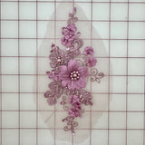 Applique - 3D Flowers Beaded Embroidered Dusty Mauve