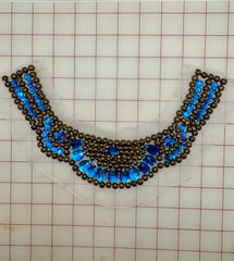 Applique - Capri Blue Rhinestones with Bronze Beads
