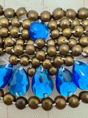 Applique - Capri Blue Rhinestones with Bronze Beads