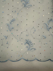 Fancy Organza - 54-inches Wide Light Blue Embroidered with Iridescent Sparkle