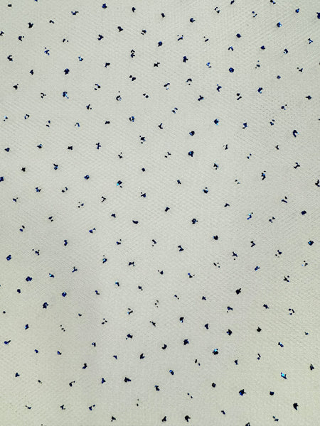 Tutu Net - 54-inches Wide White with Small Royal Blue Sparkle Dots Special Purchase!