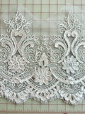 Trim - Embroidered White Border Lace One-Yard Pieces