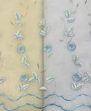 Fancy Organza - 50-inches Wide Light Blue and Silver Embroidered