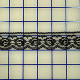 Lace Trim - 1.25-inch Flat Lace Black with Metallic Silver Scalloped Edge