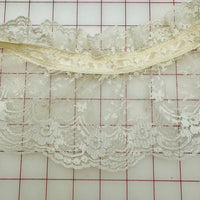 Ruffled Lace Trim -5-inch Fancy Ruffled Lace Ivory