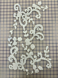 Applique - Beautiful Flower Scroll Design White Corded Dyeable Only One Left! Close-Out