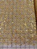 Sequin Metallic Dot Mesh Fabric- 54-inches Wide Gold Close-Out
