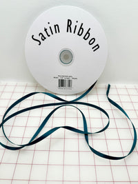 Single Face Satin Ribbon - 1/4-inch Teal Green