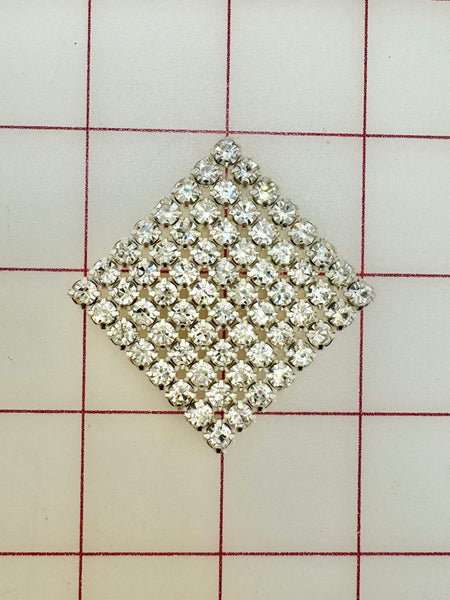 Rhinestone Trim - 1.5-Inch Square Czech 8-Row Rhinestone Diamond-Shape Crystal Trim