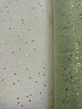 Glitter Sequined Tulle - 58/60-inches Wide Glitter Hologram Mesh Sequined Sage