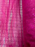 Glitter Sequined Tulle - 58/60-inches Wide Glitter Hologram Mesh Sequined Strawberry Pink