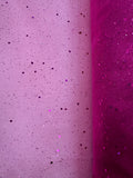 Glitter Sequined Tulle - 58/60-inches Wide Glitter Hologram Mesh Sequined Strawberry Pink