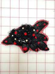 Trim Grab Bag - Vintage Black Beaded Motif with Red Rhinestones