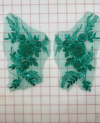 Trim Grab Bag - Beautiful Beaded and Sequined Green Motif Pair