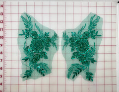 Trim Grab Bag - Beautiful Beaded and Sequined Green Motif Pair