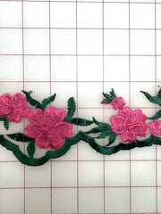 Trim Grab Bag -  Embroidered Flower Design Border Motif on Blush Tulle