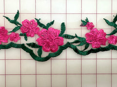 Trim Grab Bag -  Embroidered Flower Design Border Motif on Blush Tulle