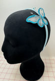 Headpiece Form: Plastic Headband with Butterfly Decor Blue 3/8-inch Wide Close-Out