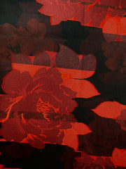 Grab Bag - Poly Chiffon - 54-inches Wide Black with Red Rose Design .75YD Piece